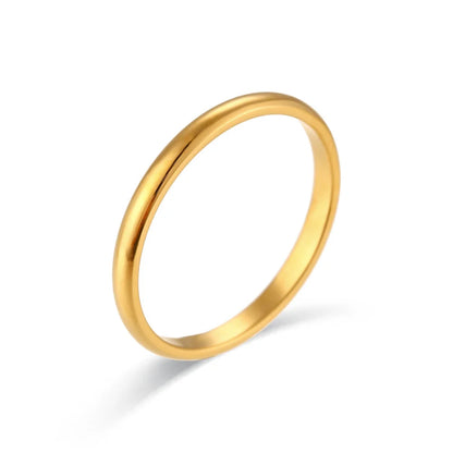 Minimalist Fashion Round Geometric Stainless Steel 18K Gold Plated Rings