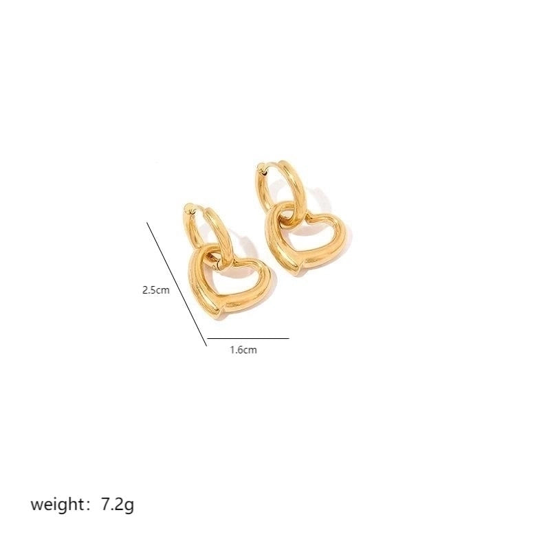 1 Pair Vintage Style Heart Shape Plating Stainless Steel 18K Gold Plated Hoop Earrings