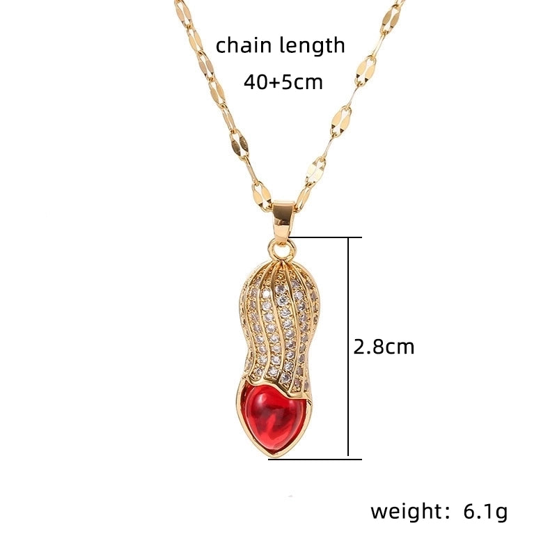 Copper 18K Gold Plated Plating Inlay Double Ring Letter Zircon Necklace