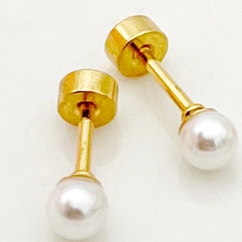 1 Pair Casual Minimalist Round Plating 304 Stainless Steel Pearl 14K Gold Plated Ear Studs
