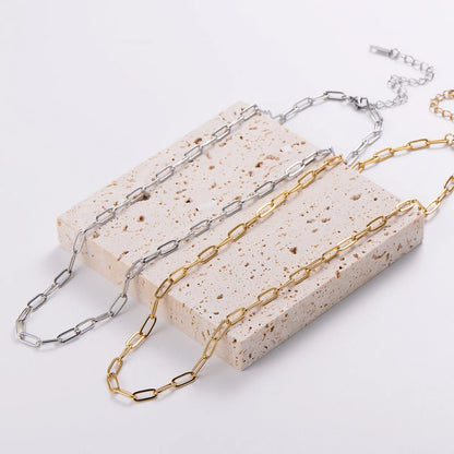 Minimalist Paperclip U-Shape Stainless Steel Electroplating Necklaces