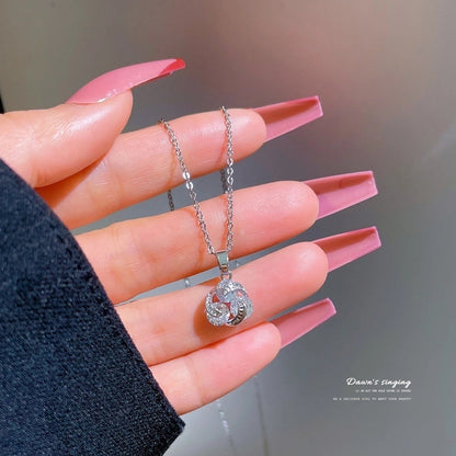 Fashion Geometric Titanium Steel Copper Plating Artificial Diamond Necklace