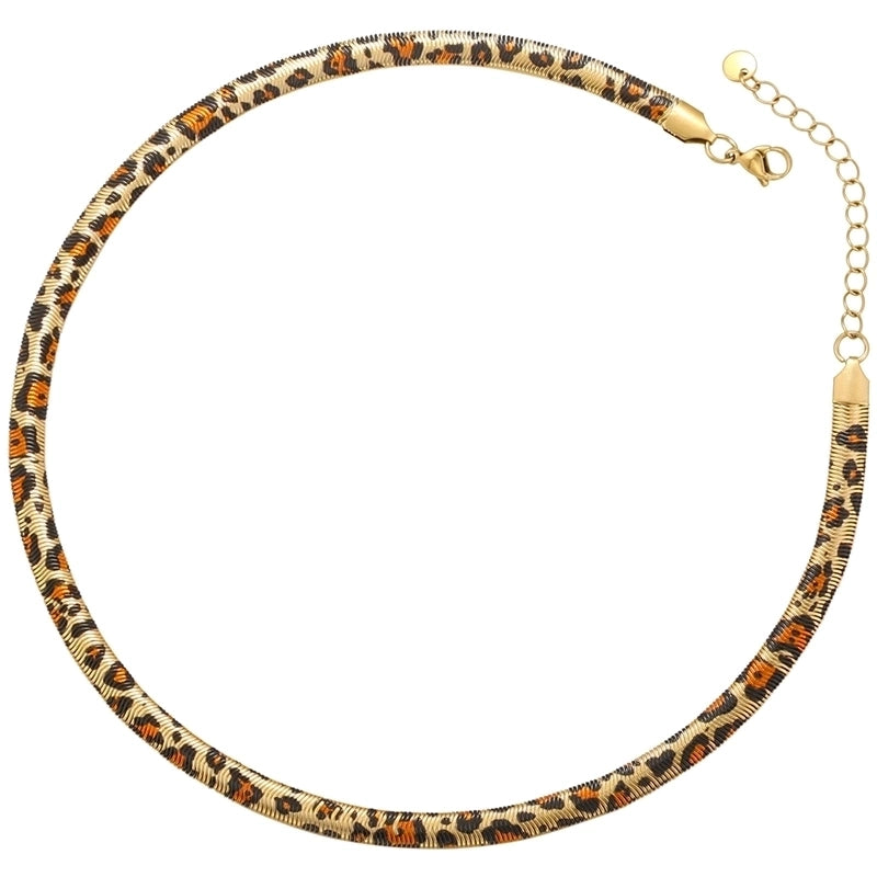 Vintage Style Snake Pattern Leopard 304 Stainless Steel 18K Gold Plated Plating Choker