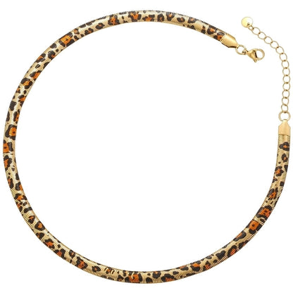 Vintage Style Snake Pattern Leopard 304 Stainless Steel 18K Gold Plated Plating Choker