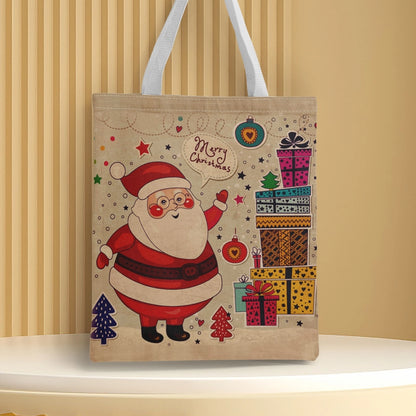 Christmas Unisex Polyester Christmas House Christmas Tree Santa Claus Cute Square Open Handbag