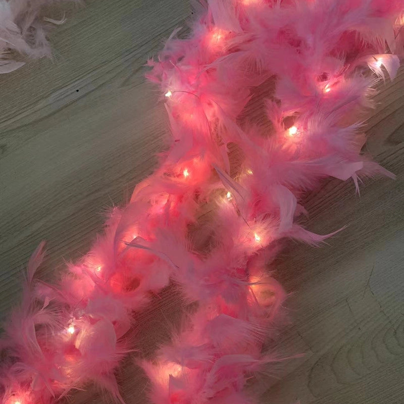 Christmas LED Feather Pendant Christmas Tree Decoration Glowing Feather Strip Holiday Party Decoration Feather Strip