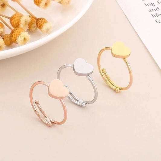 Titanium Steel 18K Gold Plated Rose Gold Plated Minimalist Plating Heart Shape Rings