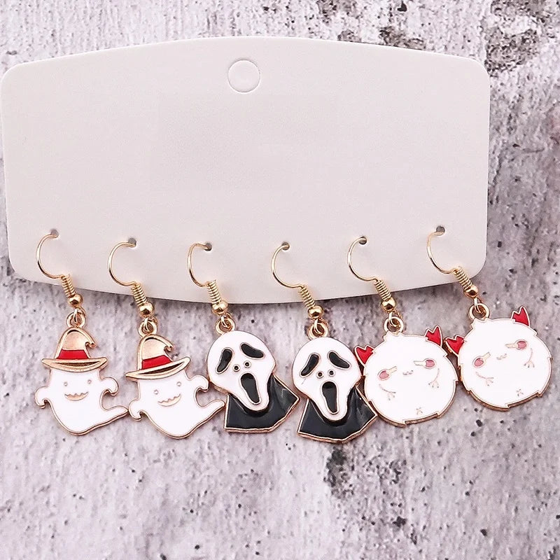 Halloween Funny Skull Alloy Party Earrings