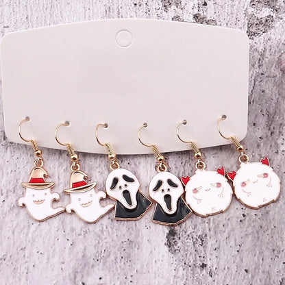 Halloween Funny Skull Alloy Party Earrings