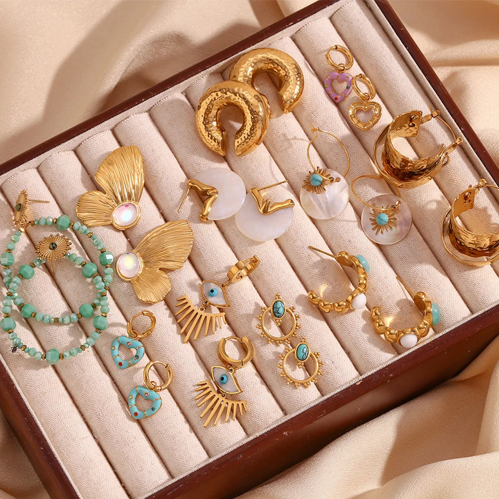 Fashion Circle Geometric Stainless Steel 18K Gold Plated Earrings