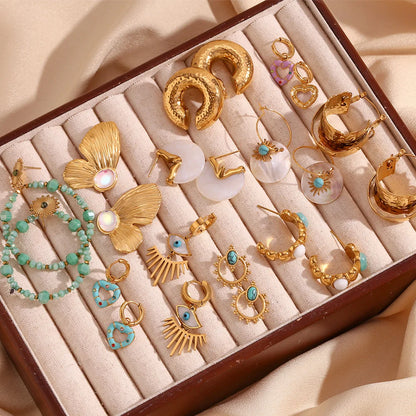 Fashion Circle Geometric Stainless Steel 18K Gold Plated Earrings