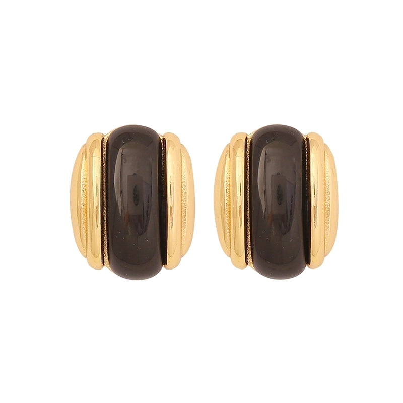 Elegant Minimalist Oval 304 Stainless Steel 18K Gold Plated Earrings Necklace