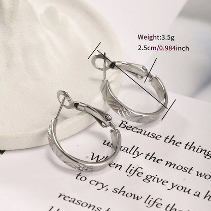 1 Pair XUPING Minimalist Geometric Round Irregular 304 Stainless Steel Hoop Earrings