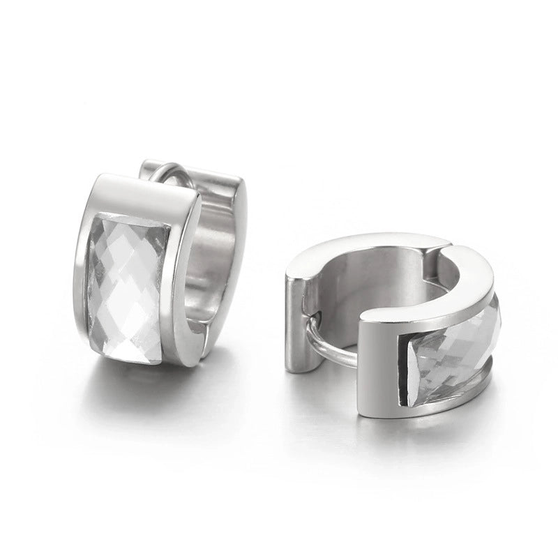 1 Pair Minimalist U Shape Plating Inlay Titanium Steel Glass 18K Gold Plated Earrings