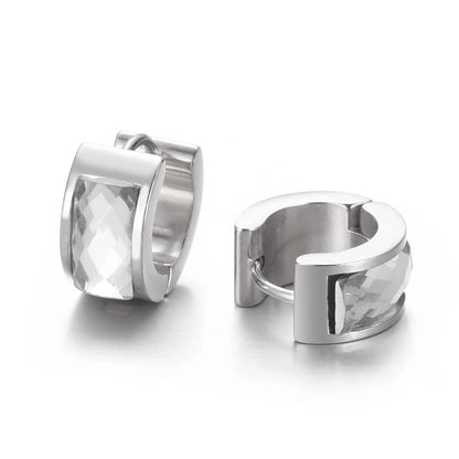 1 Pair Minimalist U Shape Plating Inlay Titanium Steel Glass 18K Gold Plated Earrings