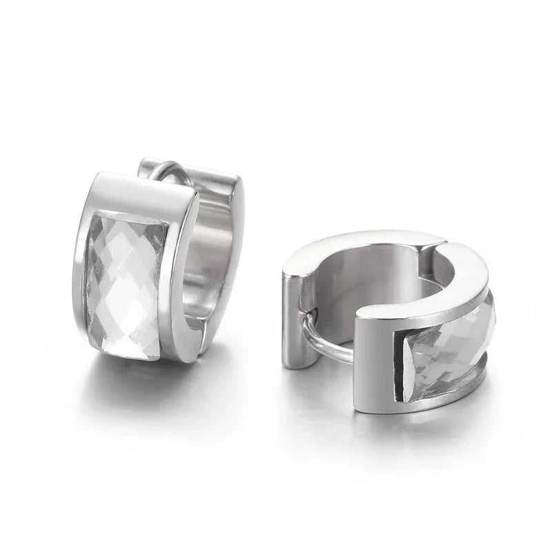 1 Pair Minimalist U Shape Plating Inlay Titanium Steel Glass 18K Gold Plated Earrings