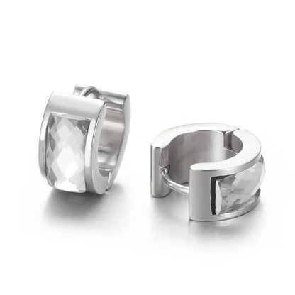 1 Pair Minimalist U Shape Plating Inlay Titanium Steel Glass 18K Gold Plated Earrings