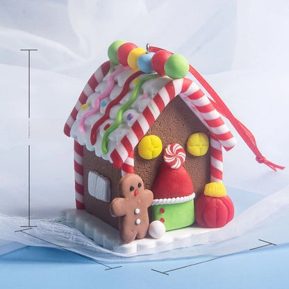 Christmas House Creative Soft Pottery House Without Lights Pendant Christmas Decoration Three-dimensional Luminous House Decoration Ornaments