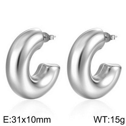 1 Pair Hip-Hop U Shape Geometric Plating Titanium Steel 18K Gold Plated Ear Studs