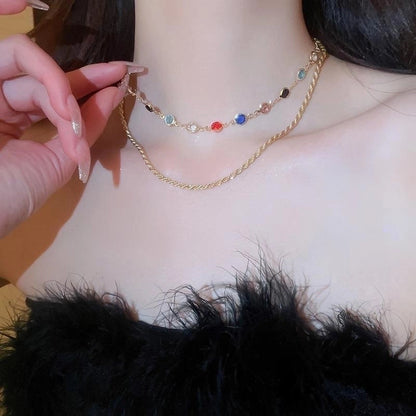 Minimalist Commute Heart Shape Alloy Inlay Zircon Women's Pendant Necklace Necklace