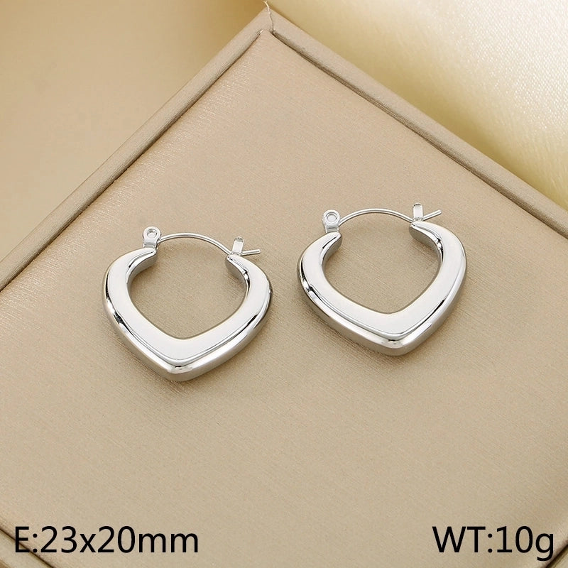 1 Pair Minimalist Geometric Titanium Steel 18K Gold Plated Hoop Earrings