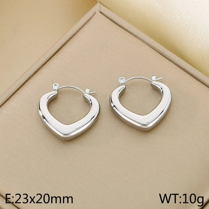 1 Pair Minimalist Geometric Titanium Steel 18K Gold Plated Hoop Earrings