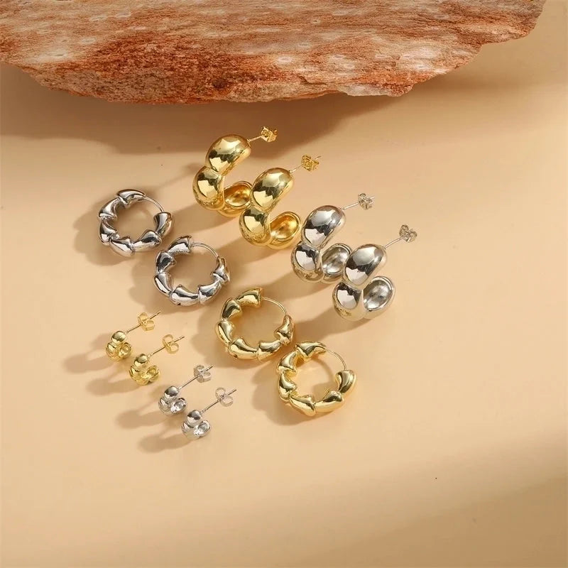 1 Pair Minimalist Bamboo Joint Copper Copper 14K Gold Plated Hoop Earrings