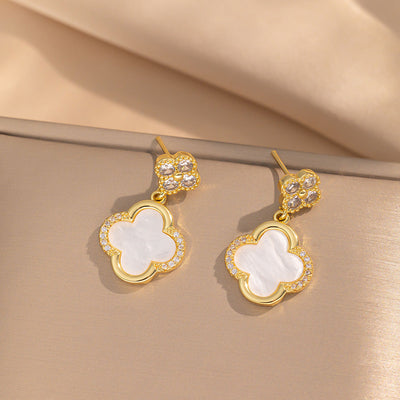 2 Pieces Moderate Luxury Flower Copper Diamond Inlay Stud Earrings
