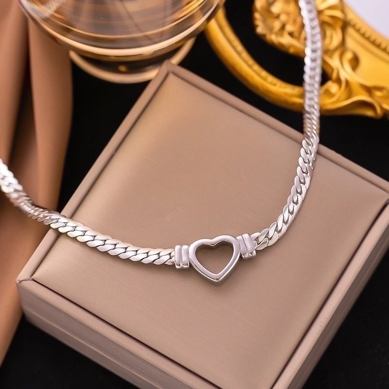304 Stainless Steel 18K Gold Plated Vacation Plating Heart Shape Bracelets Necklace