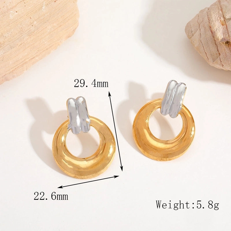 1 Pair Casual Basic Minimalist Irregular Round Heart Shape Mixed Metal 304 Stainless Steel 18K Gold Plated Ear Studs