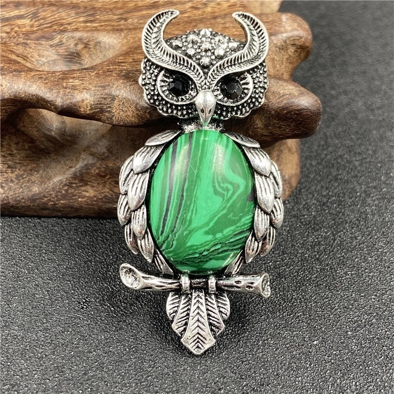 1 Piece Minimalist Owl Gem Plating Natural Stone Necklace