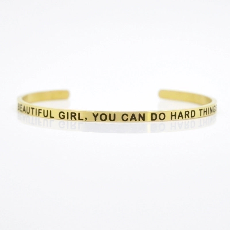 Minimalist Letter Stainless Steel Bangle