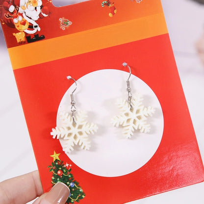 Christmas Fashion Christmas Tree Santa Claus Snowman Alloy Plastic Party Costume Props Earrings