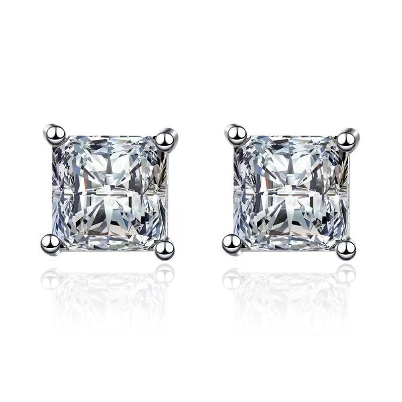 1 Pair Casual Minimalist Geometric Heart Shape Inlay Copper Zircon White Gold Plated Ear Studs