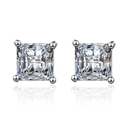 1 Pair Casual Minimalist Geometric Heart Shape Inlay Copper Zircon White Gold Plated Ear Studs