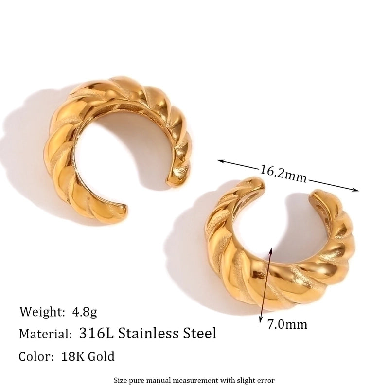 1 Pair Vintage Style Minimalist Classic Style C Shape Plating Inlay 304 Stainless Steel Zircon 18K Gold Plated Ear Studs