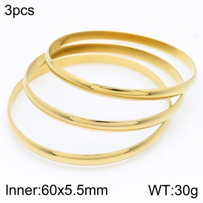 Minimalist Round Stainless Steel 18K Gold Plated Bangle In Bulk