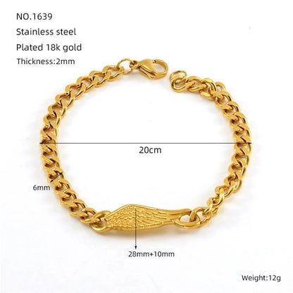 Luxurious Geometric Hand Infinity 304 Stainless Steel 18K Gold Plated Cuban Link Chain Bracelets In Bulk