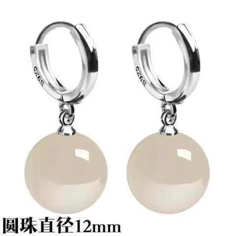 1 Pair Elegant Round Agate Drop Earrings