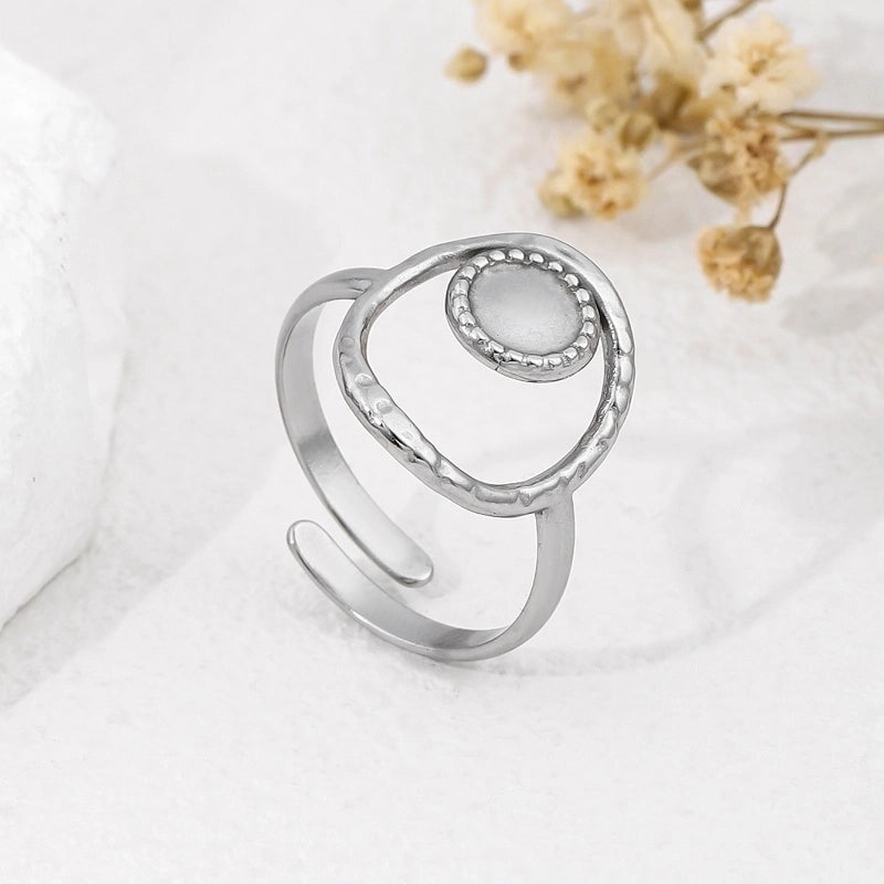 2 Pieces 304 Stainless Steel 18K Gold Plated Beach Minimalist Plating Cross Simple Lines Rings