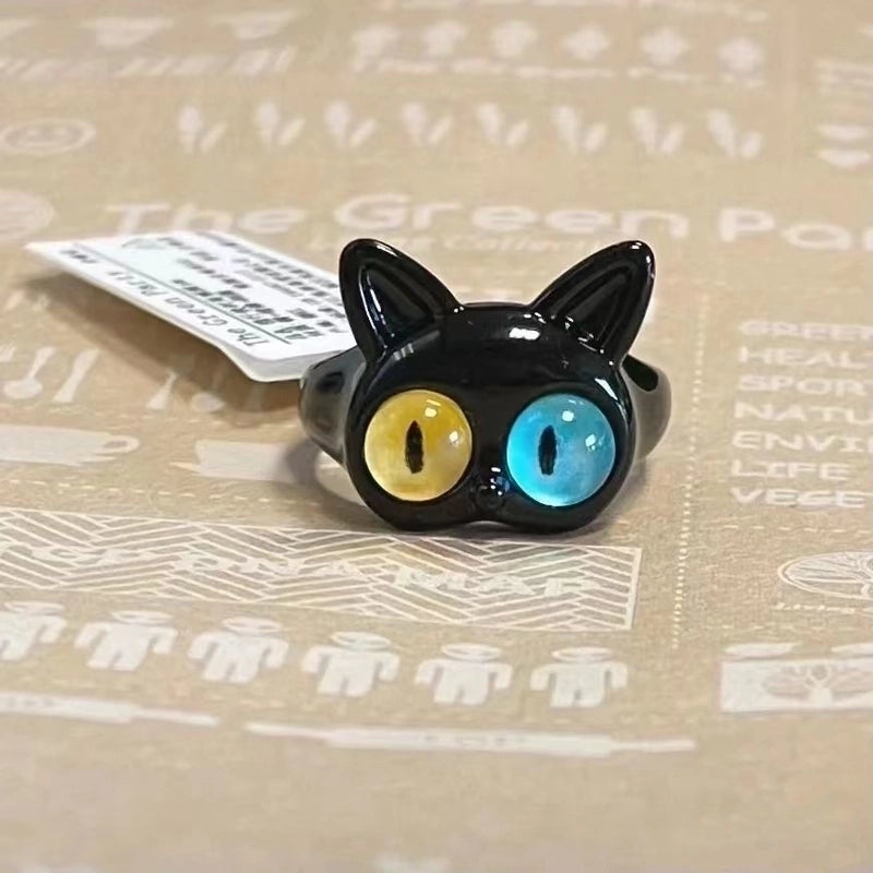 Cartoon Style Eye Copper Enamel Open Rings
