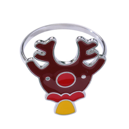 Christmas Cute Penguin Christmas Tree Santa Claus Alloy Napkin Rings 1 Piece