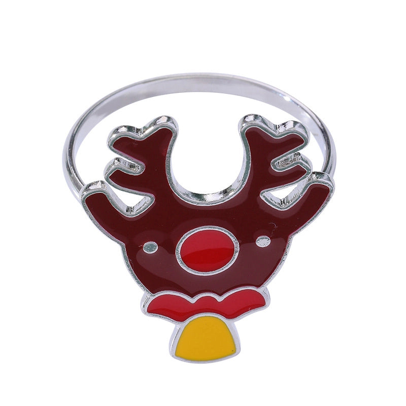 Christmas Cute Penguin Christmas Tree Santa Claus Alloy Napkin Rings 1 Piece