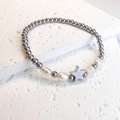 Sweet Star Heart Shape Butterfly Stainless Steel Beaded Plating Bracelets