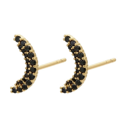 Cute Geometric Moon Flower Copper Artificial Gemstones Copper Earrings