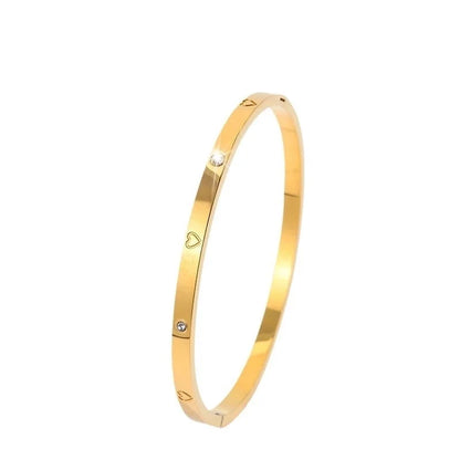 Elegant Luxurious Minimalist Heart Shape 304 Stainless Steel Bangle In Bulk