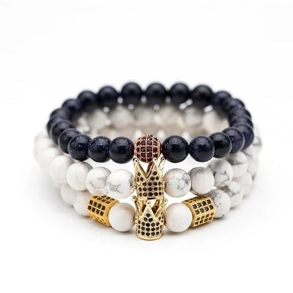 Fashion Frosted Natural Stone Crown Bracelets
