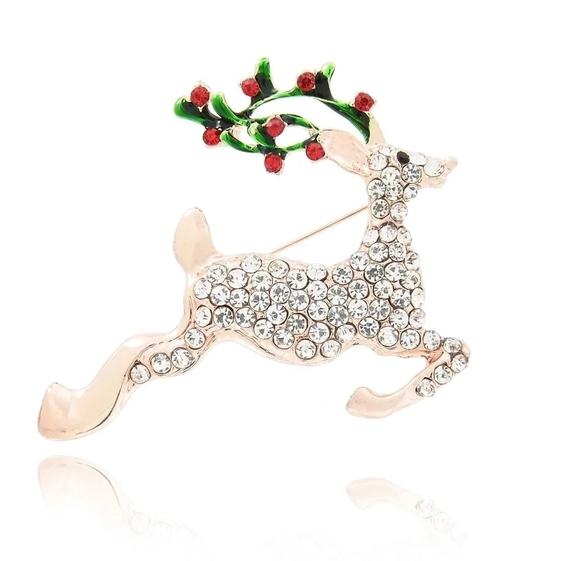 Cute Pin Christmas Tree Snowman Alloy Rhinestone Enamel Women'S Brooches