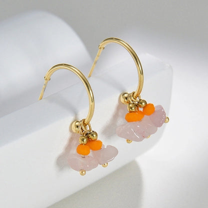 Romantic Stone Stainless Steel Plastic Drop Earrings Plating Stainless Steel Earrings