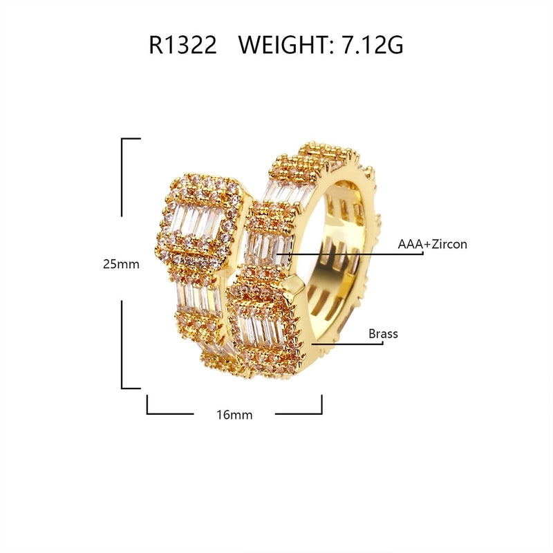 Copper Inlay Square Zircon Rings